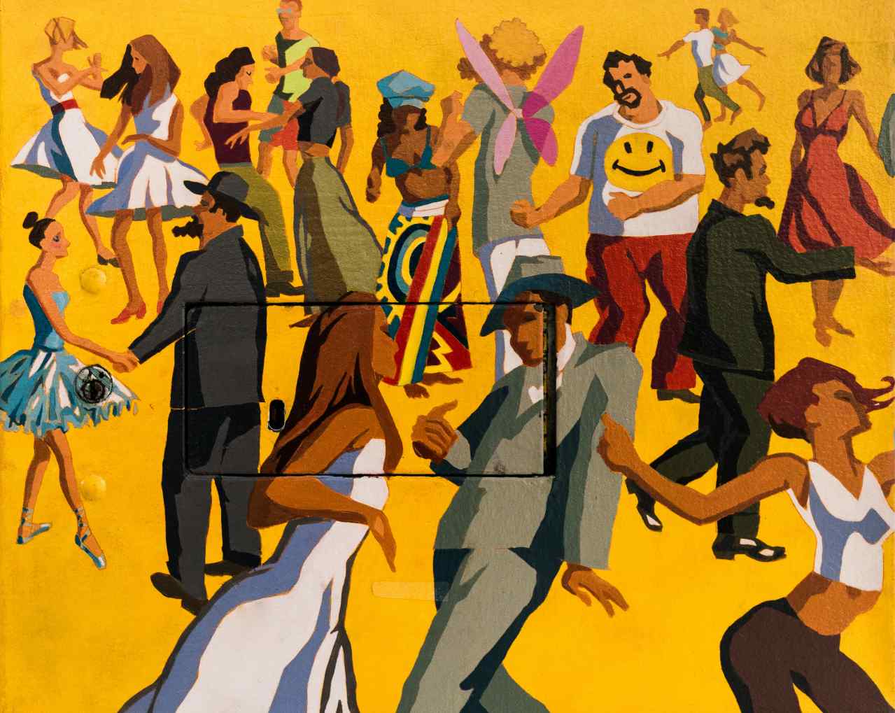 hombres mujeres personas bailando pintura latina carvanal disfraces igualdad
