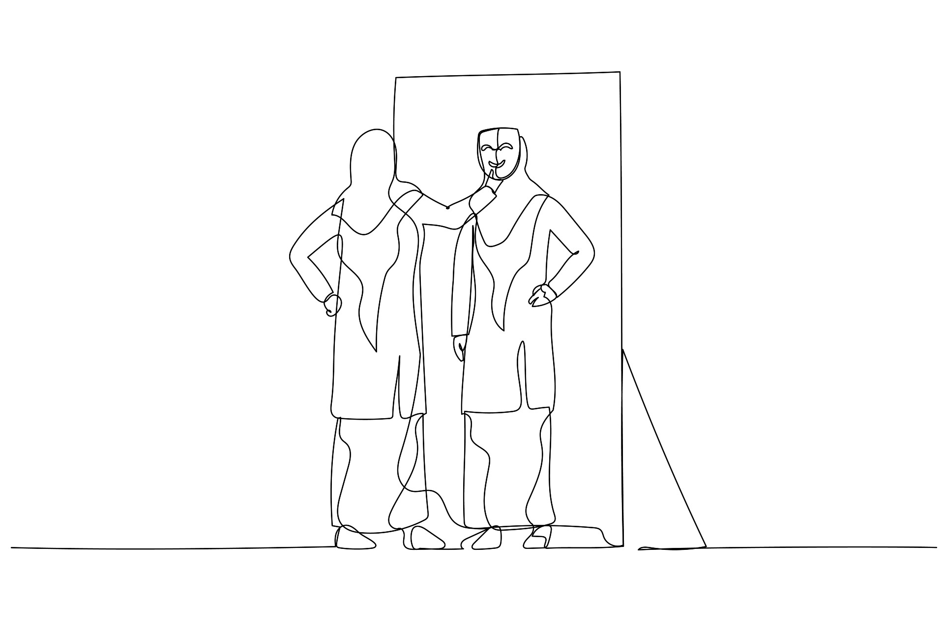 dibujo sindrome de la impostora silueta espejo reflejo