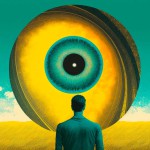 ojo gigante observando hombre