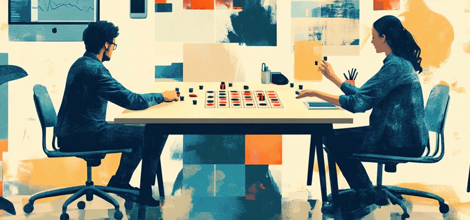 compañeros trabajo jugando damas