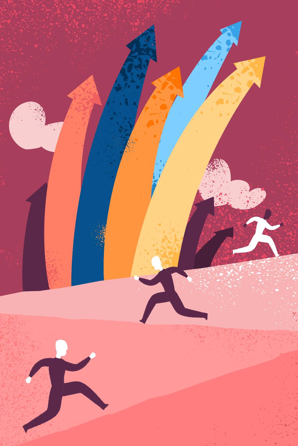flechas y personas corriendo